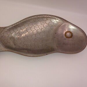 Vintage Pewter ? Made in Hong Kong for Lord and Taylor Fish Platter Dish 18"